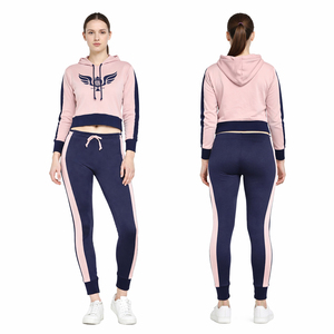 Conjunto Deportivo Personalizado 2026 para Mujer, Color Rosa Marino, Sudadera Corta y Pantalones Jogger Ajustados, Ropa Deportiva de Dos Piezas - Product Image 1