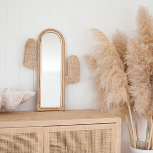 Miroir mural suspendu en osier, décoration de salon, style unique, cactus, rotin - Product Image 6