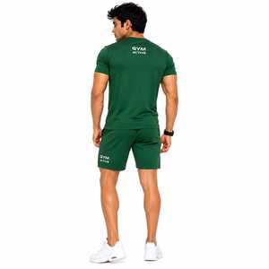 GYM ACTIVE Conjunto de Camiseta Deportiva Verde Vintage para Hombre, Estilo Invernal, Cuello Alto, Manga Corta, Secado Rápido, Tejido Ecológico 100% - Product Image 2