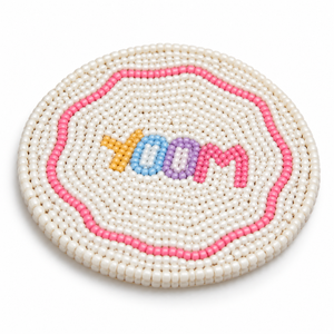 Glass Beaded <b>Coaster</b> Round Table Mats Pastel Bead Placemat Pink Border Decorative <b>Drink</b> <b>Coaster</b> Home Dining Decor | YUM <b>Coasters</b> - Product Image 1