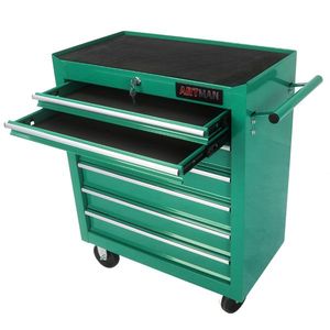 7-<b>Drawer</b> Green Multifunctional Tool Cart with Wheels Practical <b>Storage</b> Solution - Product Image 3