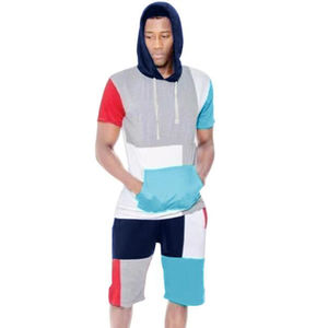 Conjunto de Sudadera sin Mangas y Pantalones Cortos con Bloques de Color Personalizados, de Algodón y Felpa, Unisex, Estilo Urbano, para Verano, OEM, Listo para Marca Privada - Product Image 1