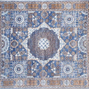 Tapis oriental noué à la main à poils ras en laine coupée avec motifs héritages - Product Image 1