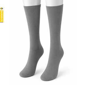 SAMAVIA Custom Gray <b>Knee</b> <b>High</b> Crew Socks Cotton Unisex Sports Casual OEM Wholesale Manufacturer Soft Breathable Comfort Fit - Product Image 1