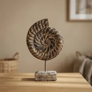 Vintage Wooden Handcrafted Spiral Block Sculpture on Stand Decorative Table Display for <b>Sideboard</b> Console Coffee Table - Product Image 5