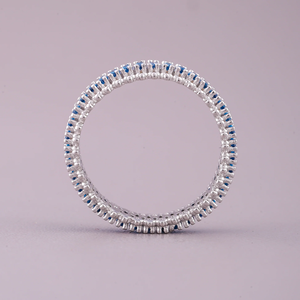 <b>Women's</b> 925 Silver Plated Eternity Band <b>Ring</b> With Marquise Lab Created Blue Cubic Zirconia Pave Setting Wedding Jewelry - Product Image 3