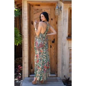 Womens <b>Boho</b> Floral Maxi <b>Dress</b> Sleeveless Spaghetti Strap V Neck Loose Fit Beach <b>Summer</b> <b>Dress</b> Ethnic Print Vacation Wear - Product Image 4