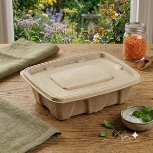Contenant alimentaire naturel de 750 ml en bagasse de canne à sucre, 100 % bagasse de canne à sucre, sans plastique, biodégradable et compostable - Product Image 6