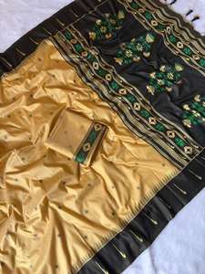 ผ้าซิลค์เนื้อนุ่มคุณภาพพรีเมียมลายชาติพันธุ์ พร้อมเสื้อปักลายซารีสำหรับผู้หญิง สวมใส่ในงานปาร์ตี้ แห้งเร็ว ไม่ยับง่าย - Product Image 5