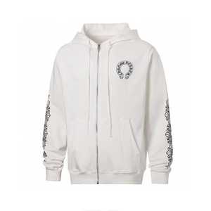Sweat-shirt à capuche pour femme, broderie florale blanche, manches longues, vêtements décontractés d'automne, tricot en coton - Product Image 1