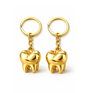 Cadeaux promotionnels personnalisés pour patients dentaires, porte-clés en métal zinc en forme de dent 3D, portable - Product Image 3