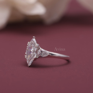IGI Certified Lab Grown Marquise <b>Diamond</b> Three Stone Engagement <b>Ring</b> Solid 925 Sterling Silver Marquise Cut <b>Diamond</b> <b>Ring</b> - Product Image 6