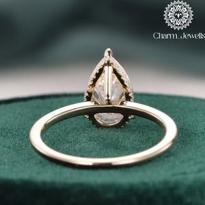 Anillo de compromiso y eternidad Charm_Jewells para mujer, chapado en oro rosa de 18K, plata, moissanita talla cojín, engaste clásico de puntas, IGI - Product Image 2