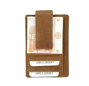 Porte-cartes vintage en cuir Crazy Horse lavé avec fermeture magnétique, portefeuille de serveur avec fenêtre transparente pour carte d'identité et carte de crédit, fin et simple - Product Image 1