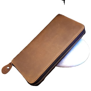 กระเป๋าสตางค์แบบซิปรอบแนววินเทจสำหรับผู้หญิงกระเป๋าสตางค์ยาวหนังแท้พร้อมฝาปิดเปิดสำหรับเดินทาง Holder-LSW-0017ใช้บัตรเครดิต - Product Image 1