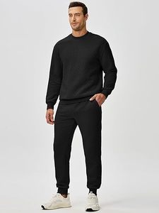 Ensemble de survêtement décontracté pour homme, 2 pièces, sweat-shirt à col rond et pantalon de jogging matelassé - Product Image 2