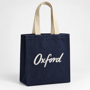 Blue 300 GSM Denim Tote <b>Bag</b> 34x38-cm Oxford Flock Print Custom Logo Wholesale OEM Private Label Bulk SNCH171-TIC-Oxford Pro Plus - Product Image 4