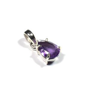 Colgante de Amatista Solitario en Forma de Gota con Engaste de Garra, Plata de Ley 925, Clásico, Unisex, para Uso Diario - Product Image 1