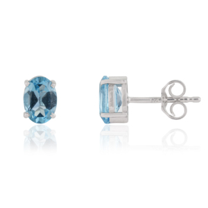 New Arrivals 925 Sterling <b>Silver</b> Natural Blue Topaz December Birthstone Fine <b>Studs</b> <b>Earring</b> For Everyday Wear - Product Image 3