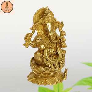 Grande statue de dieu en laiton |   Dieu hindou de la chance, décoration de temple domestique - Product Image 3