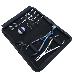 Kit d'outils pour extensions de cheveux argentées avec pinces professionnelles de 7 pouces, pince à sertir les perles à 2 trous, boîte à perles, mini ciseaux pour cheveux - Product Image 1