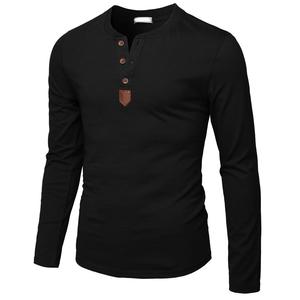 T-shirt homme col rond à manches longues, design personnalisé, nouveau modèle, 190g, écologique, respirant, printemps-été, col boutonné. - Product Image 4