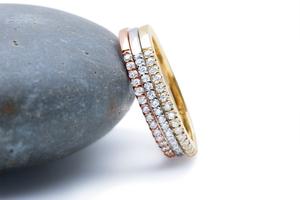 Anillo de Boda de Media Eternidad con Diamantes de Moissanita, Anillo de Diamantes de Moissanita de Corte Brillante Redondo de 1.4mm con Engaste de Puntas - Product Image 6