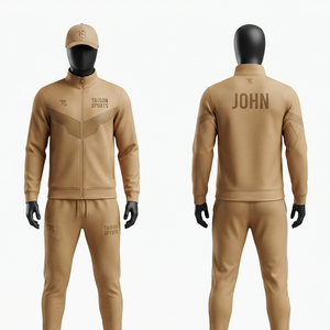 Traje de Entrenamiento de Lacrosse Unisex TAISON SPORTS Premium, 300 GSM, Poliéster Interlock, Color Beige con Paneles Chevron, Sublimación Personalizada - Product Image 1