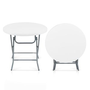 Tavolo Pieghevole Rotondo da Esterno da 32 Pollici con Piano Spesso per Picnic - Product Image 4