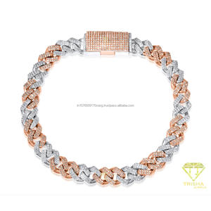 Fully Iced Out Two Tone Cuban <b>Bracelet</b> with Brilliant Diamond Look Moissanite and Elegant Fashion Styling - Product Image 2