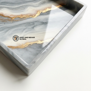 Bandeja de Almacenamiento Cuadrada Moderna de Resina al por Mayor, Plato Decorativo Personalizado con Diseño de Mármol Gris, Artesanía de Resina Premium para Empresas - Product Image 4