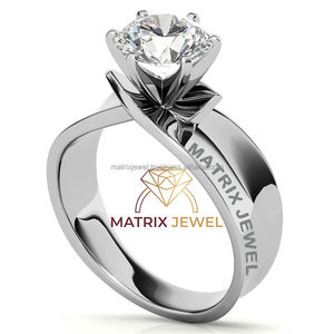 Plata de Ley 925 sólida 2ct corte redondo brillante Cz Diamond Pave Set increíble forma de rosa compromiso anillo de boda para mujer - Product Image 1