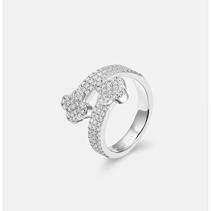 Luxury Women's 925 sliver Solid <b>Gold</b> Moissanite <b>Cocktail</b> <b>Ring</b> Flower Pave Setting Round Brilliant Cut Wedding Jewelry - Product Image 1
