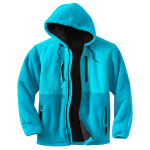 Chaqueta de Forro Polar con Capucha para Hombre, Cuello Alto, Logotipo Frontal, 100% Algodón, Cierre de Cremallera, Resistente al Viento, Corte Regular, para Otoño - Product Image 2