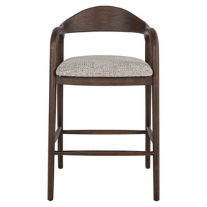 Chaise de bar moderne en bois massif avec accoudoirs fixes, siège en tissu résistant à l'eau, design mi-siècle, mobilier de bar pour la maison - Product Image 2