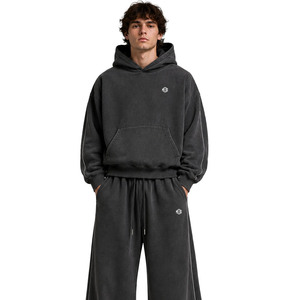 Conjuntos de Sudadera con Capucha y Pantalones Deportivos Holgados de Hip Hop para Hombre, de Color Sólido, Transpirables, de Algodón Grueso, con Bolsillos - Product Image 4
