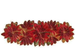 Embroidered Floral <b>Table</b> <b>Runner</b> Red Gold Traditional Home Decor Washable Polyester - Product Image 4