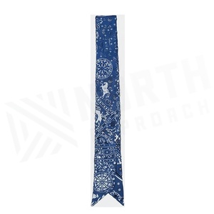 Bufanda Larga de Seda Azul para Mujer, con Estampado Étnico Digital, Accesorio Multifuncional para Invierno - Product Image 2