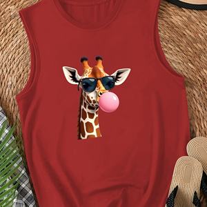 Chaleco informal para mujer jirafa que sopla chicle rosa - Product Image 1