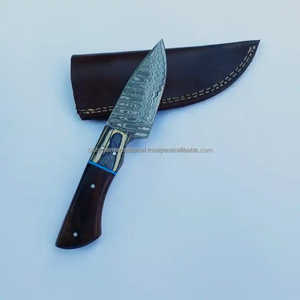 Couteau de chasse à lame fixe en acier Damas, fait main, qualité industrielle, manche en bois, lame à changement rapide, garantie 3 ans, pour l'extérieur - Product Image 3