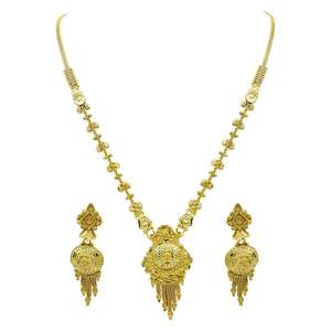 Wholesale 14K 18K 24K Micron Gold Plated Fashion Necklaces, Traditional Design Bridal Jewelry Set, Brass Micron Gold Jewelry Set - Product Image 2