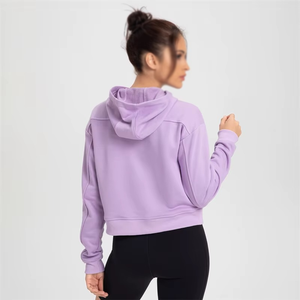 Sudadera con Capucha Corta Oversize para Mujer, Forrada y Bordada, Primavera 2026, Ropa Deportiva para Gimnasio, Algodón y Poliéster - Product Image 5