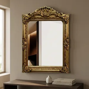 Antique <b>Gold</b> Ornate Wall <b>Mirror</b> with Carved Floral <b>Frame</b> for Luxury Living Room Bedroom Hallway and Elegant Home Decor Interiors - Product Image 2