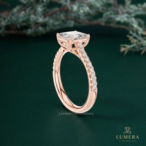Hot Selling Solid Gold Asscher Shape Lab Grown Diamond Women Engagement Wedding Ring fashion jewelry rings - Product Image 3