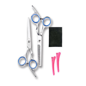 Kit d'outils de coiffure professionnel : Ciseaux de barbier, ciseaux à effiler, rasoir droit en acier inoxydable avec loupe éclairée - Product Image 5