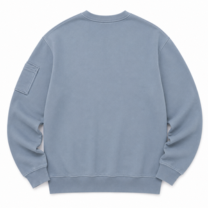 Unisex Regular Fit Dusty Blue <b>Crewneck</b> Sweatshirt 100% Cotton Heavyweight Eco-Friendly Quick Dry Drop Shoulder Utility Sleeve - Product Image 3