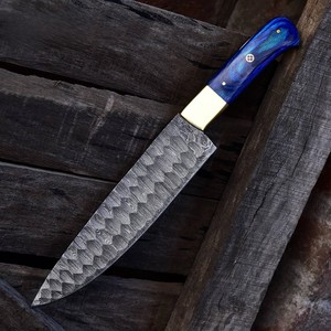 Couteau de chef moderne forgé à la main, extra-affûté, lame en acier Damas, longueur 8-9,9 pouces, manche en bois ambidextre, épaisseur 3,0 mm - Product Image 1