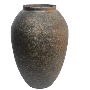 Modern Handcrafted Textured Metal <b>Vase</b> <b>Unique</b> Patterned Geometric Decorative Vessel Minimalist Tabletop piece for Home Decor - Product Image 1
