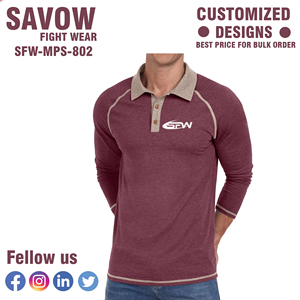 เสื้อโปโลแขนยาวผู้ชาย สีแดงเลือดหมู ผ้าเนื้อนุ่มระบายอากาศดี ดีไซน์ลำลอง พิมพ์ลายโลโก้ด้านหน้า - Product Image 4