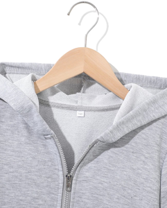 Customizable Kids Hooded Zip-Up Sweatshirt Gray Cotton Casual Winter Reversible Windproof Front Back Design Comfort Fit Boy's - Product Image 4